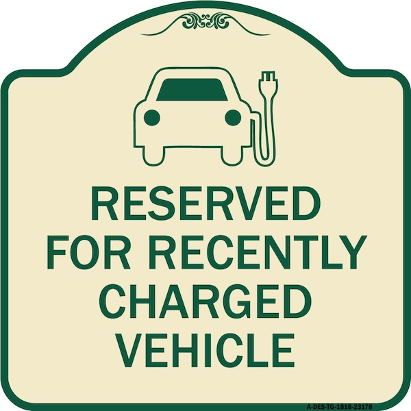 Signmission Reserved for Recently Charged Vehicle W/ Graphic Heavy-Gauge Aluminum Sign, 18" x 18", TG-1818-23178 A-DES-TG-1818-23178 - main
